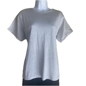 Basix Venezia Womens Plus Size 20 Glitter Gray Stretch Wedding Party Blouse Top